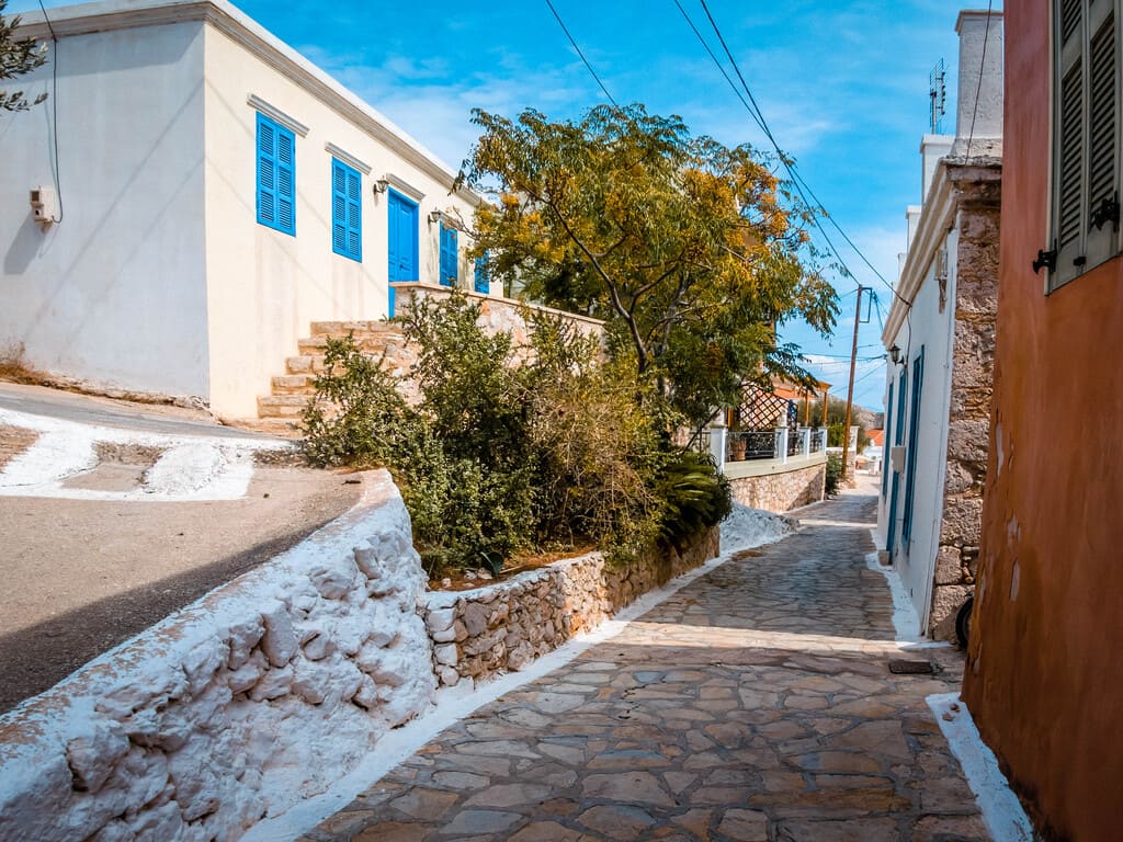 walk through the alleys of Emborio on Chalki Island