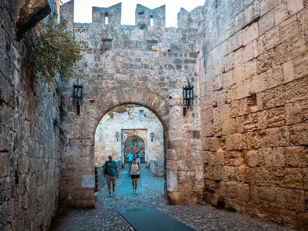 entering Rhodes Old Town through Gate dAmboise Northeast Gate