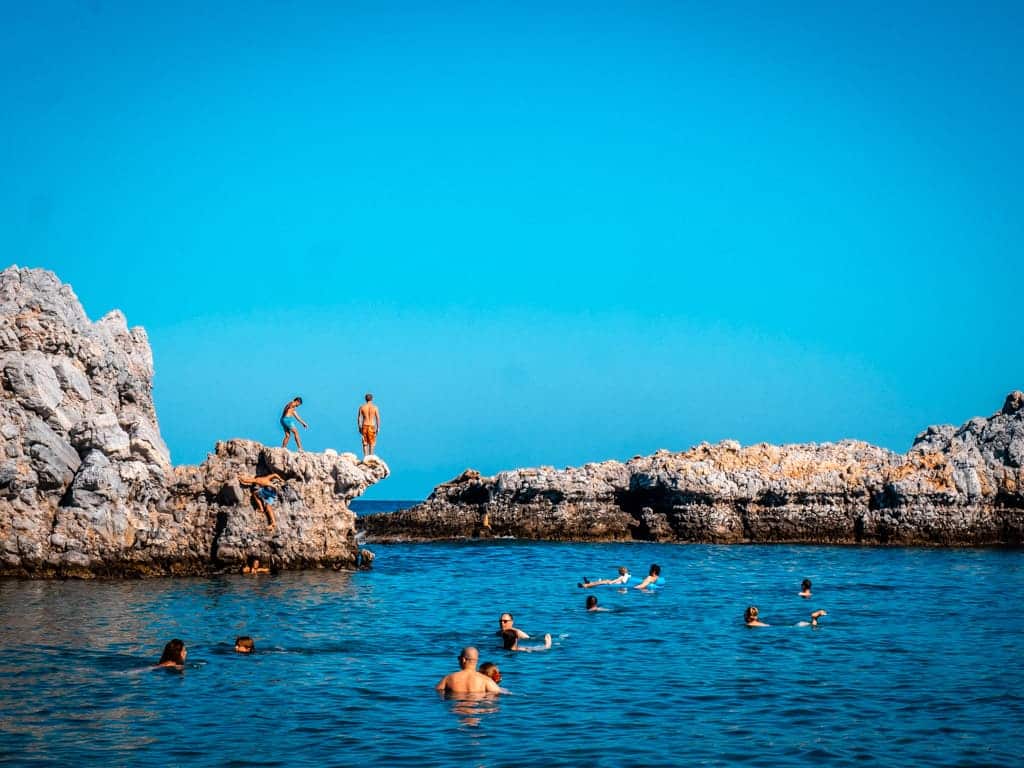 St Pauls Bay Lindos Cliff Jumping