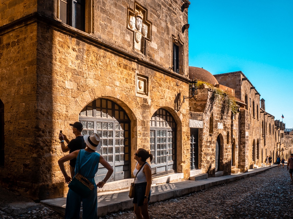 Street of the Knights Rhodes coats of arms on facade