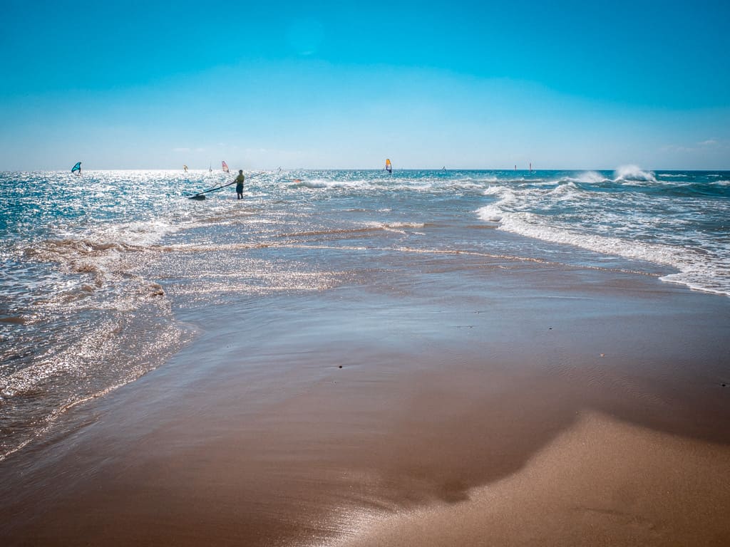Prasonisi Beach where the Aegean and the Mediterranean Seas meet