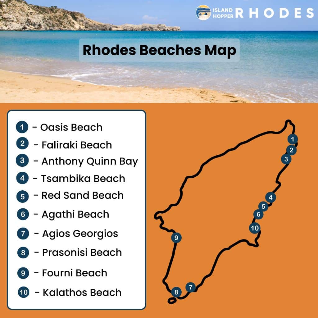 Rhodes Beaches Map
