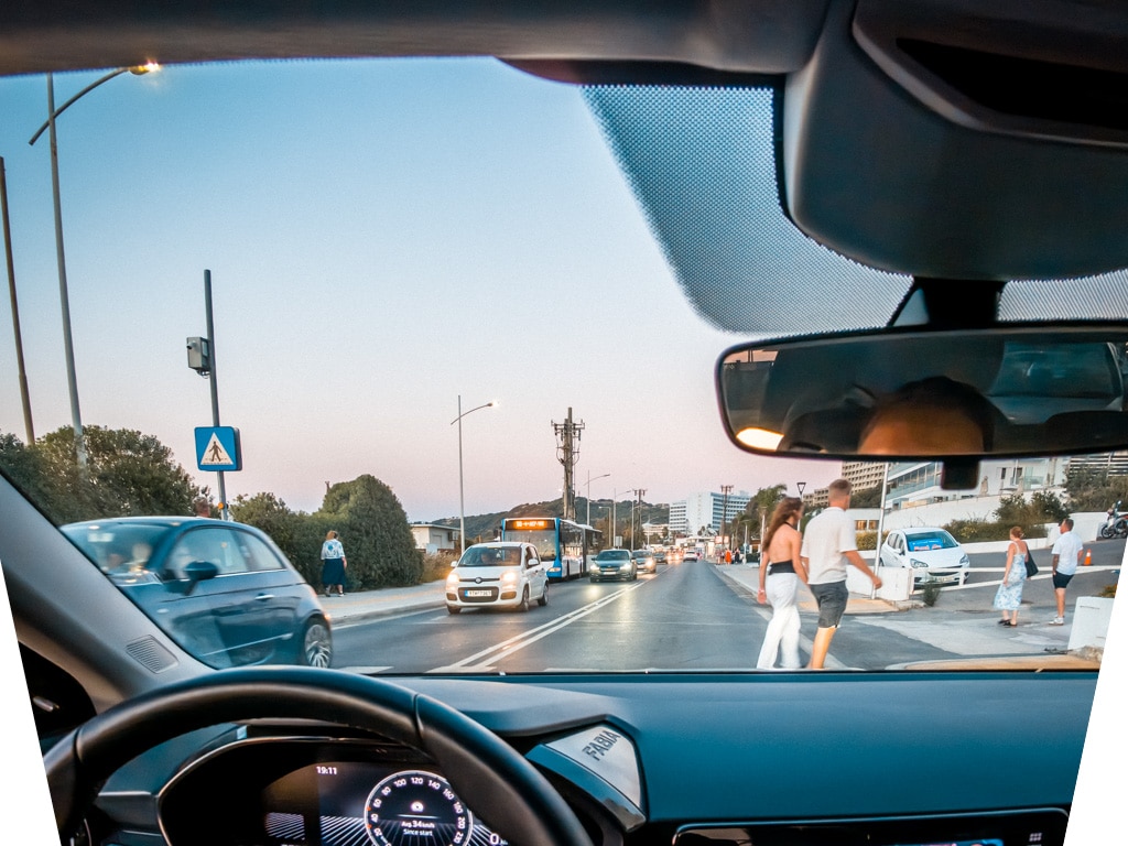 Rhodes Renting a car driving roads
